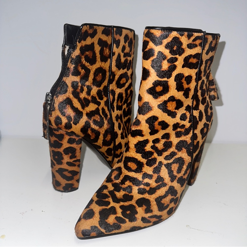 Steve Madden calf hair pointed toe bootie.